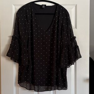 Torrid Black Sheer Polka Dot Blouse